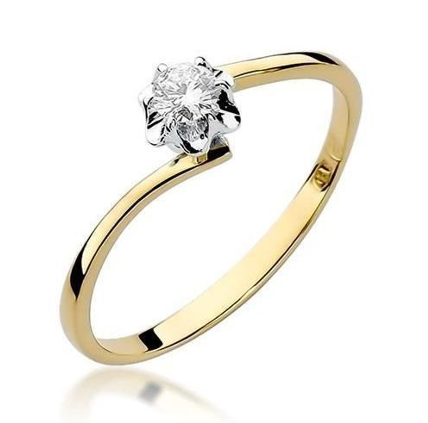 pol_pl_PierscionekPierścionek złoty DIAMENT 585, diamenty wykonany ze złota próby 585. Pierścionek z diamentem wielkości 0,06 ct, barwie H oraz czystości SI. Waga 1,26 gramy..jpg